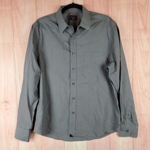 UNTUCKit Mens Shirt Medium Dark Gray Button-Up Long Sleeve 100% Cotton Classic